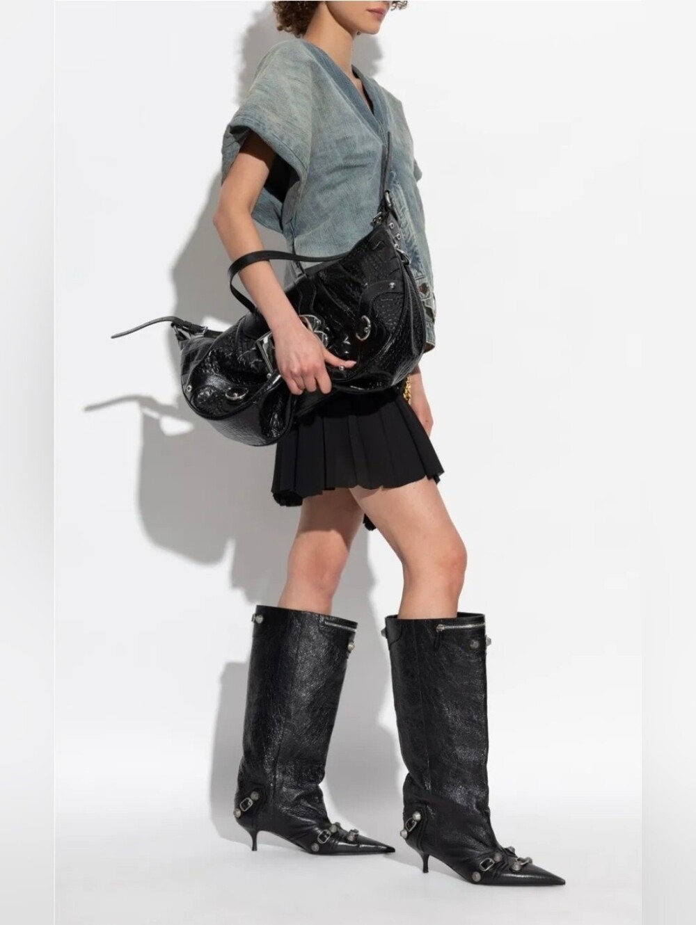 Balenciaga Pleated Mini Skirt - No Chain Belt. New With Tags Sz 42 / XL - Picture 2 of 5